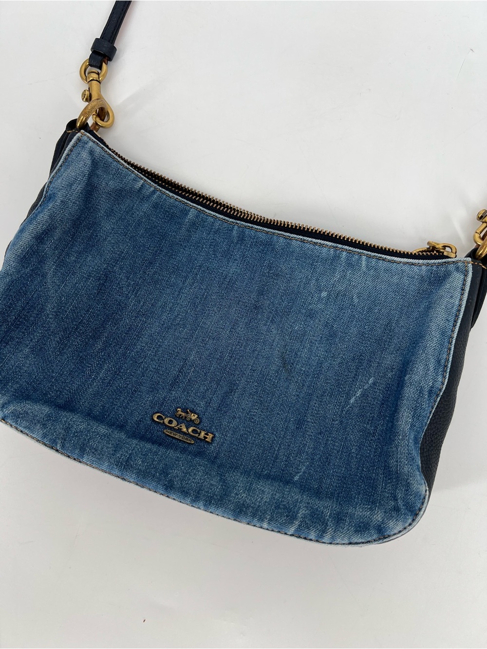 Coach Denim Sutton Bag Crossbody Pebble Leather Navy Blue - Picture 2 of 14